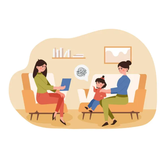 Three professionals standing and discussing documents in a modern office